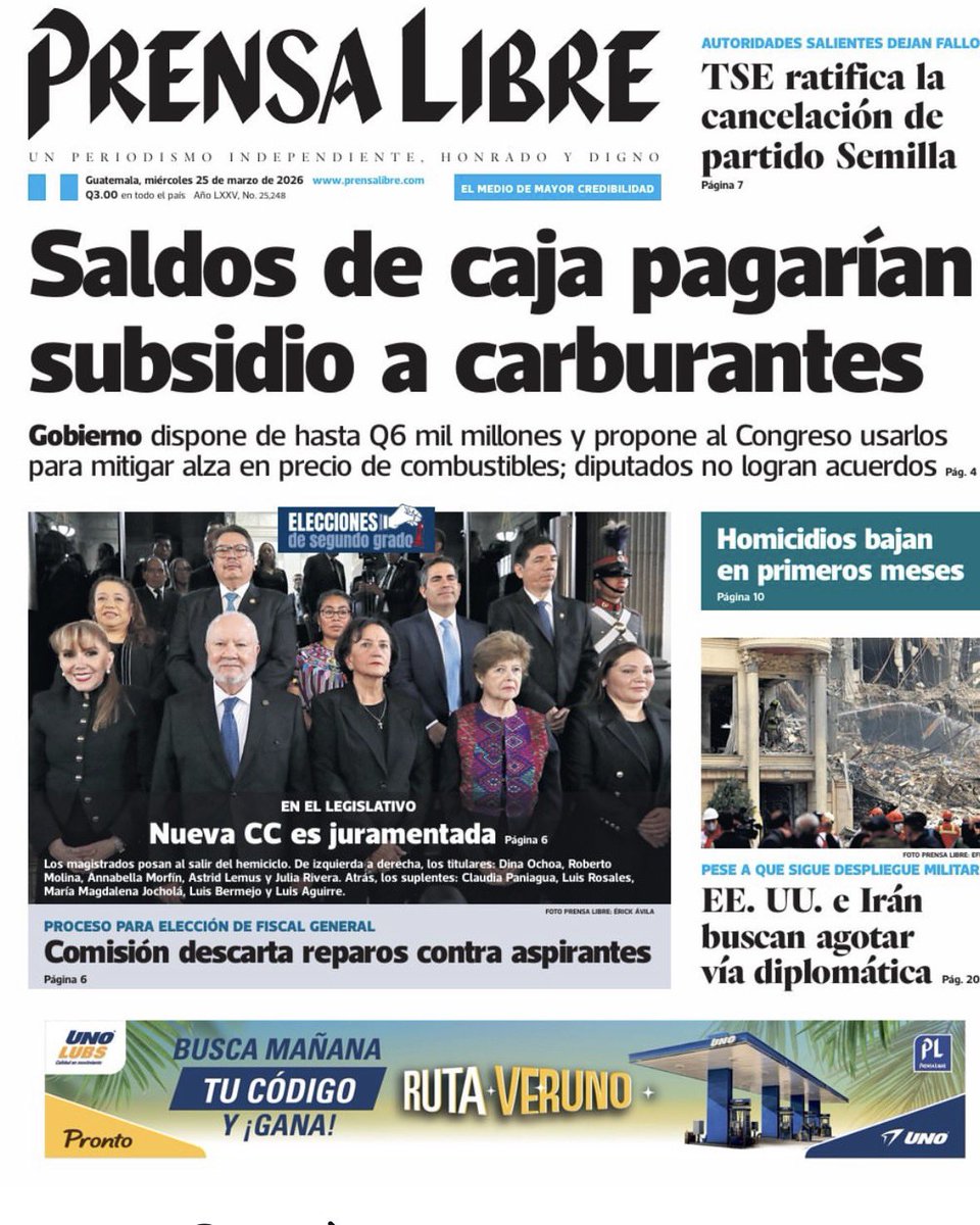🚨 #ULTIMAHORA 🚨  

Mientras el pueblo sufre por el alto costo de los combustibles, en el Congreso vuelven a darle la espalda a Guatemala. Diputados independientes del extinto partido Semilla se desmarcan y bloquean una medida que habría dado un respiro inmediato: quitar