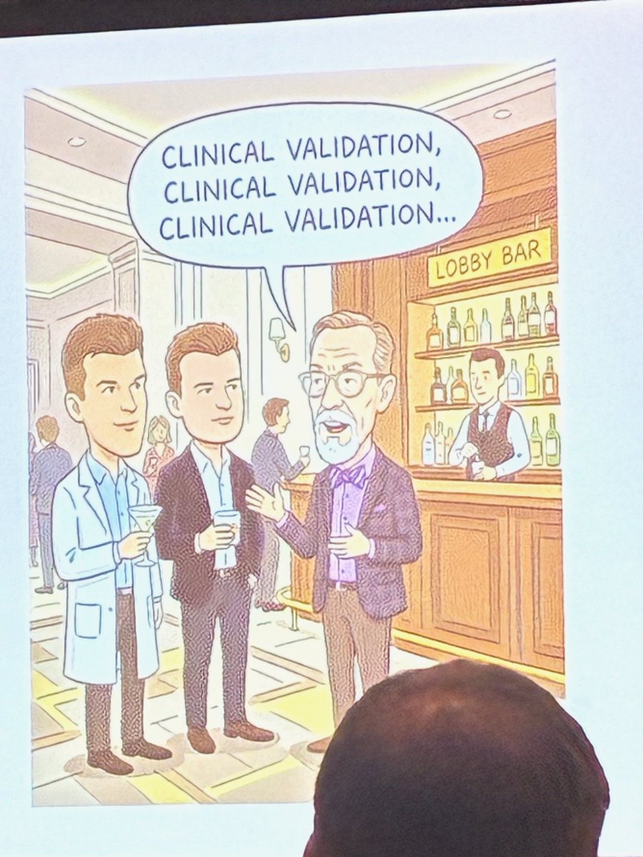 DrDave01's tweet photo. As I straddle presentations and meetings at three events this week in 3 different cities, my consistent mantra for medical innovations is clinical validation. Thanks to my friends at @PowerfulMedical for the cartoon making this point. https://t.co/j8b93B4rRm