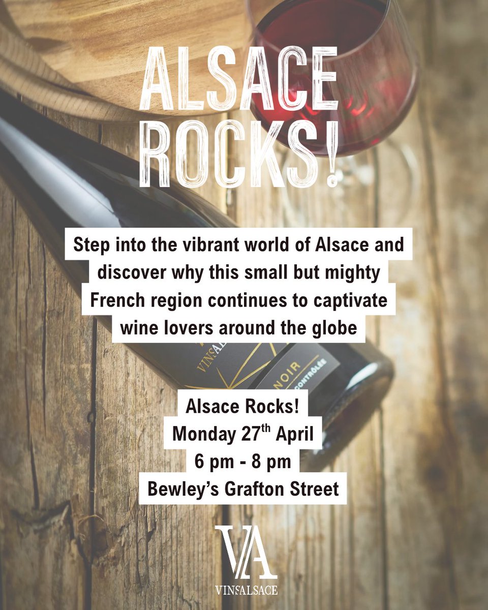Sinead_Smyth_'s tweet photo. Delighted to bring the first ever Alsace Rocks! event to Ireland this 27th April. 

Tickets are €30 and you'll taste over 50 wines. Learning about the various styles, soils and stories of these iconic French wines🇫🇷

Book your spot now https://t.co/K0fPCwj9wX https://t.co/8s88b0eUVD