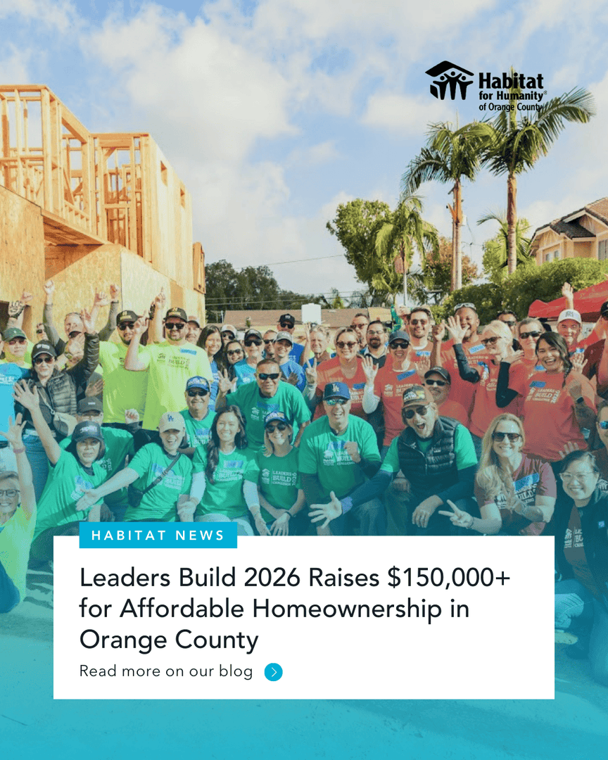 48 volunteers raised more than $150,000 while helping wrap six future homes at the #LeadersBuild2026 Challenge in Santa Ana. Thank you to every company, volunteer, and #HabitatOC partner family who made the day such a success.

Read the full recap. habitatoc.org/leaders-build-…