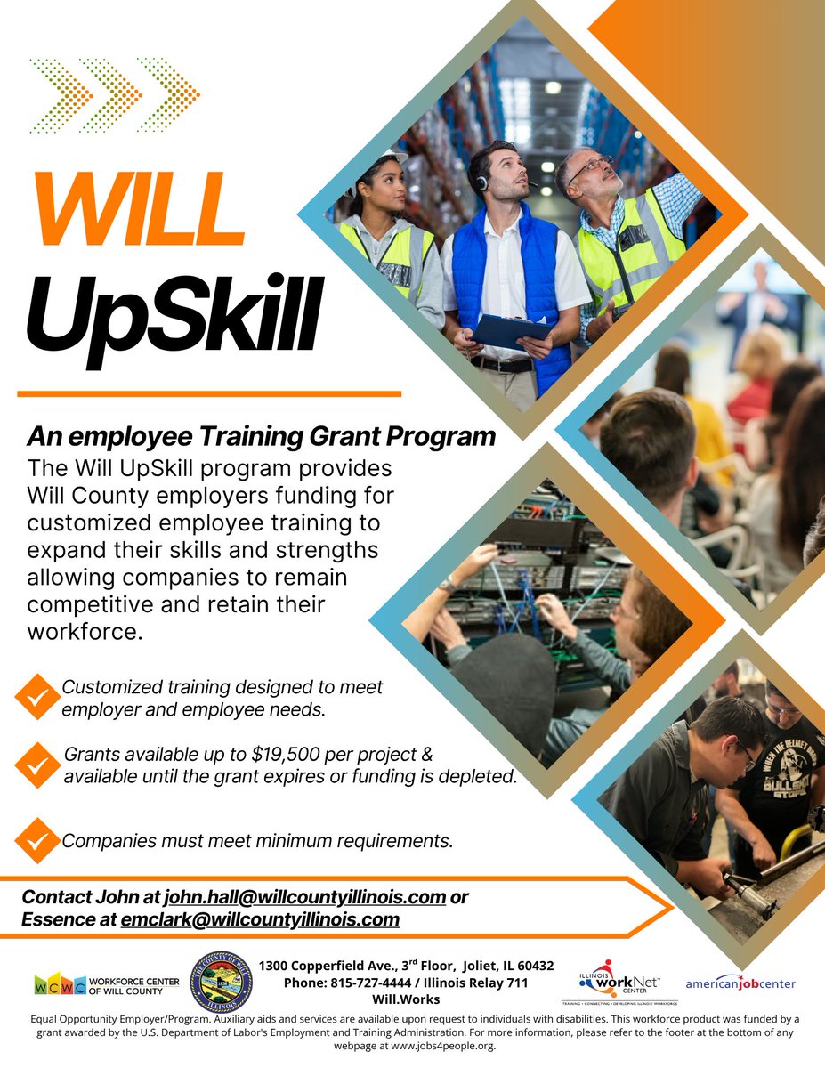 WORKWILLCOUNTY's tweet image. Strong workforces start with the right support.

We help Will County employers with hiring &amp;amp; workforce planning. For eligible businesses, training grants like Will UpSkill may be available to support employee training.

jobs4people.org
#EmployerSupport #WorkforceSolutions