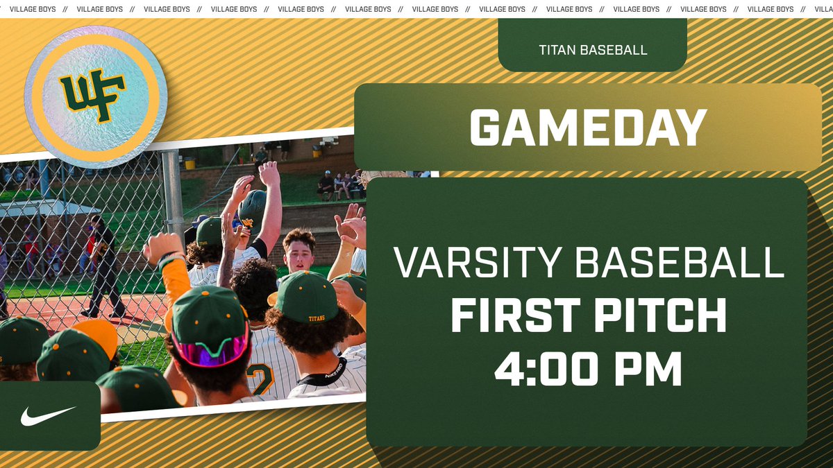 WFTitanBaseball's tweet photo. GAMEDAY for the Village Boys! First Pitch 4:00pm. #VillageBoys #TitanPride #NoLights https://t.co/PnftwNH46W