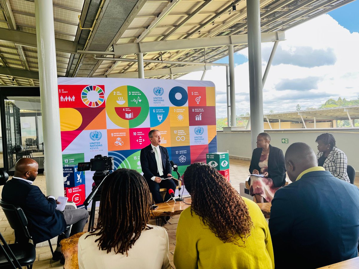 UNISNairobi's tweet photo. Earlier today, the UN Resident Coordinator in Kenya, Stephen Jackson, shared reflections with the media on the five-year implementation of the UN Sustainable Development Cooperation Framework in Kenya.

He spoke on the gains, challenges &amp; opportunities that lie ahead for Kenya 🇰🇪 https://t.co/VaSFBmfKzp