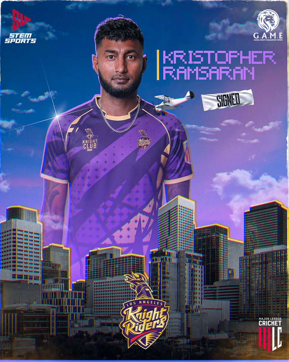 Stemsports1's tweet photo. Deal Done ๐ | Kristopher Ramsaran
Kristopher Ramsaran is locked in and ready to light up MLC 2026 with Los Angeles Knight Riders๐ฅ
#KristopherRamsaran #MLC2026 #GAME #StemSports https://t.co/nHHSOWALcn