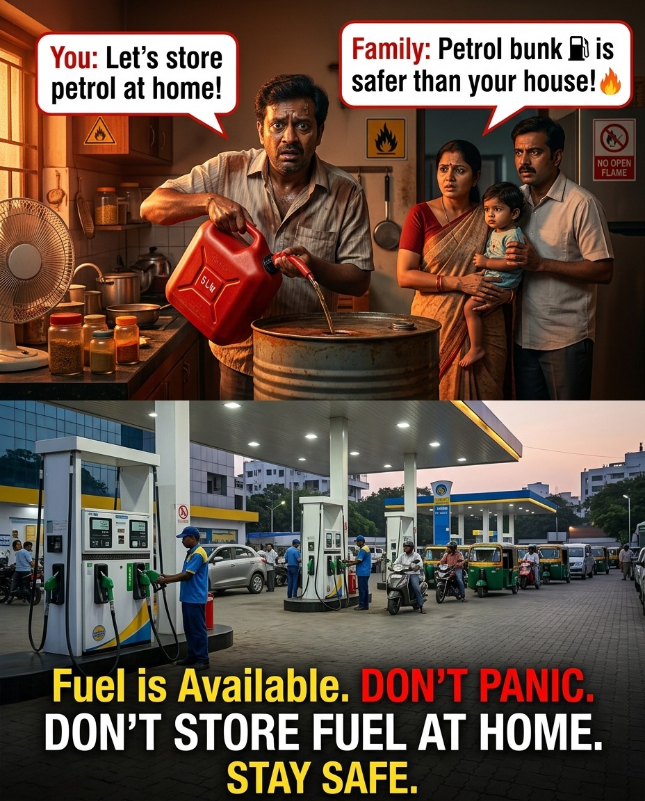 🚨 Public Advisory 🚨

Fuel is available—there’s no need to panic or hoard petrol or diesel.
Storing fuel at home can be extremely dangerous and poses serious fire risks.

⛽ Fuel is available at fuel stations
🏠 Avoid storing fuel indoors
✅ Stay calm and prioritize safety