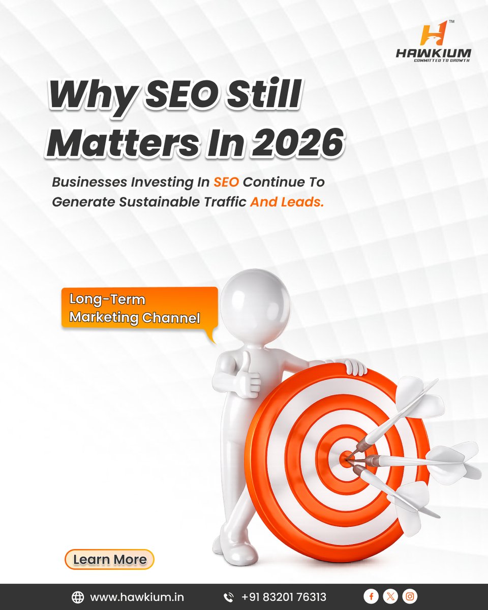 Hawkiumdm's tweet photo. SEO still matters in 2026! 📈
Hawkium helps businesses attract traffic &amp; leads through long-term SEO strategies.
📩 Book a consultation today
🌐 https://t.co/2n84rHzgyN
📞 +91 83201 76313

#SEO #DigitalMarketing #MarketingStrategy #LeadGeneration #BusinessGrowth #OrganicTraffic https://t.co/HPFfxQSg7Y