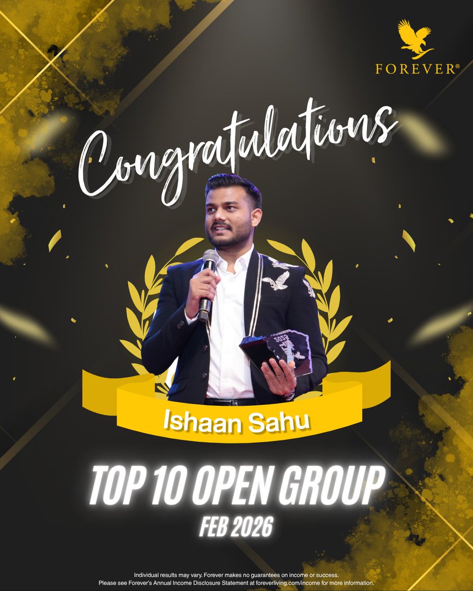 flpindia's tweet photo. Big recognition. Bigger momentum.
Congratulations to Ishaan Sahu for securing a spot in the Top 10 Open Group – Feb 2026.
A true reflection of consistency, leadership, and growth in action.
Keep rising. 🚀
#ForeverIndia #Top10 #Recognition #DreamBuildLead https://t.co/6Gre4QSQKI