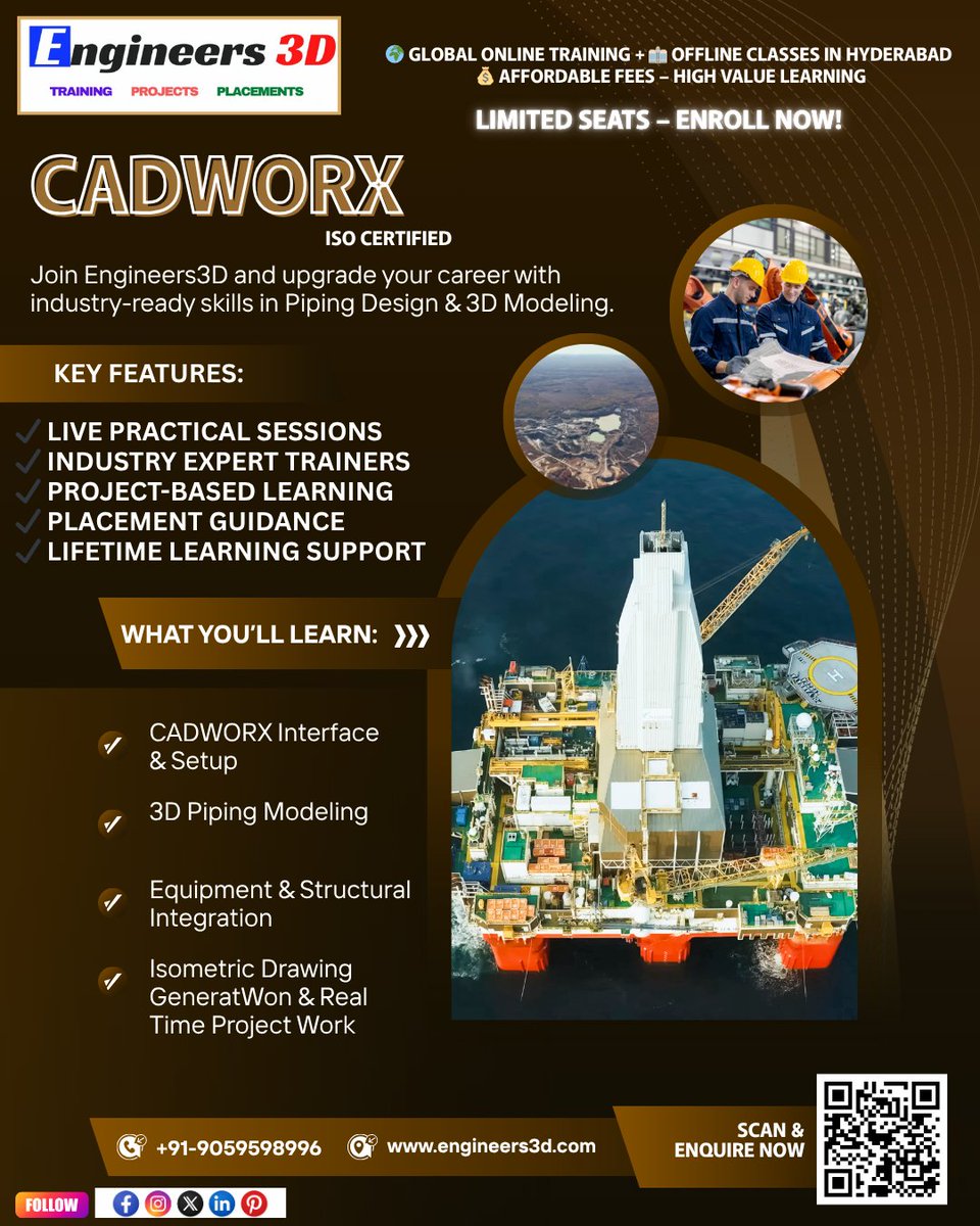 Engineers3d's tweet image. For enquiry click the link - forms.gle/4iVWdyMDaTh9Si…
Level up your piping career with CADWORX at Engineers3D! 🚀Online worldwide + Hyderabad offline training. Affordable, practical &amp;amp; job-ready skills. Build your future in engineering today! 🔥

#CADWORX #Engineers3D #Upskilli