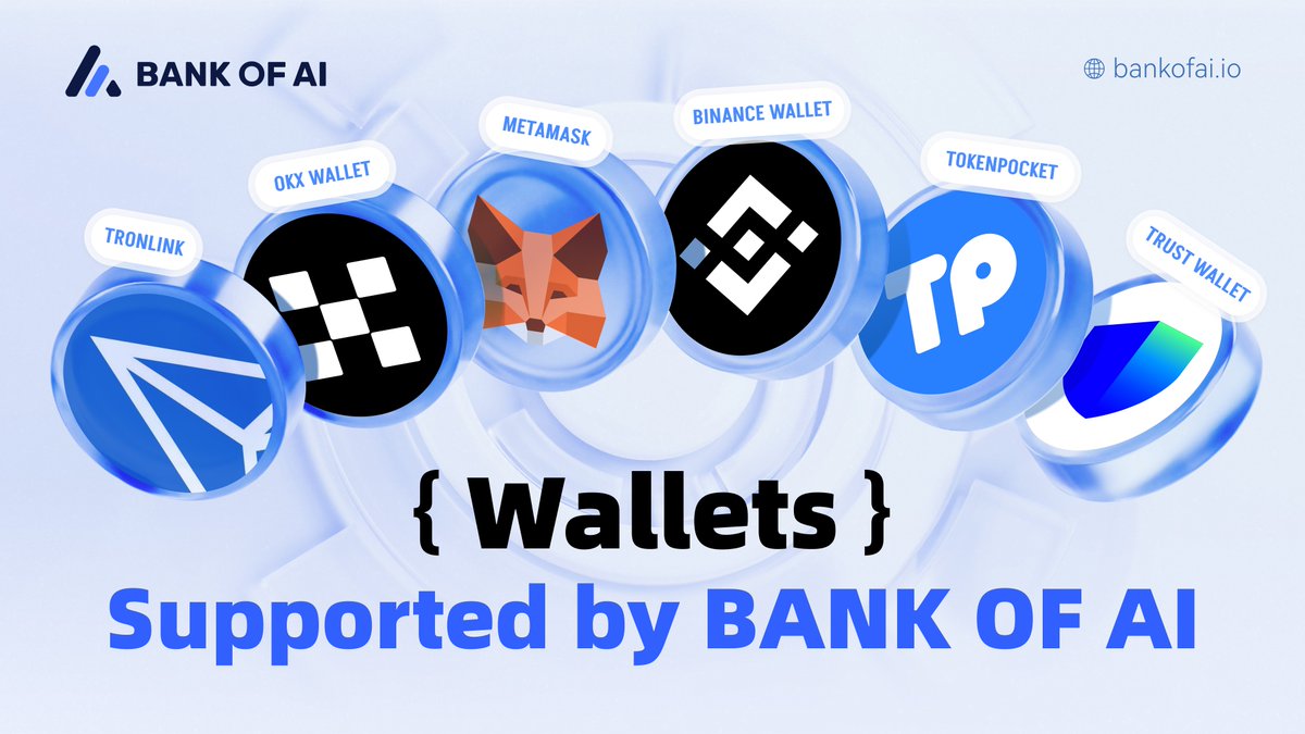 bankofai_io's tweet photo. Global intelligence, unlocked by your Web3 identity.

BANK OF AI now supports direct wallet connections across the BNB Chain and TRON networks:

🟡🔴 TronLink, Trust, Binance, OKX, MetaMask, TokenPocket

Your wallet is your access key. 
🔗 https://t.co/ta7R5qMfkV
