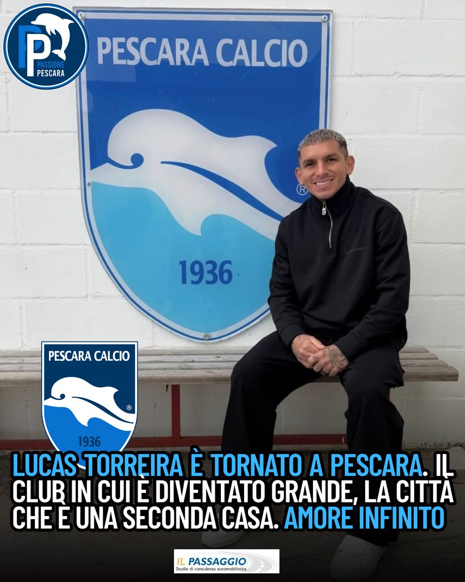 PassionePescara's tweet photo. 🐬 Si torna sempre dove si è stati bene. E Lucas Torreira a Pescara si è sentito come a casa. Un posto del cuore, il posto in cui è iniziata una carriera stupenda. La Champions League, i big match di Premier League. Ma al primo posto nel cuore di Lucas viene prima Pescara https://t.co/CEq7J33Fm6