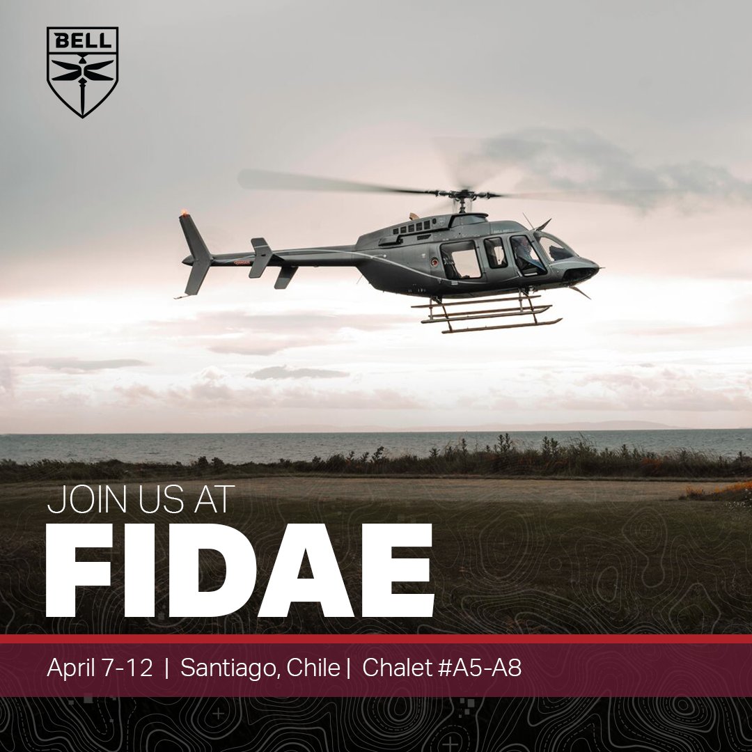 BellFlight's tweet image. FIDAE 2026 is almost here! Join the Bell team April 7-12 in Chalet #A5-A8 and see the Bell 407 GXi, Bell 505 and Bell 429 up close! 

Learn More: bellflight.com/company/events… 
#FIDAE2026