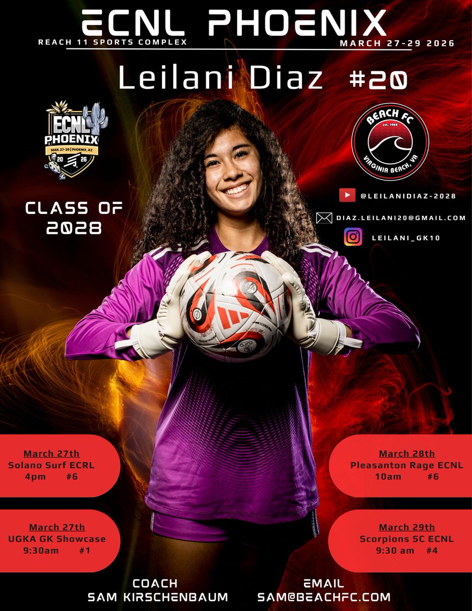 leilani_di57386's tweet photo. Excited to compete this weekend in Phoenix! 

Here is my schedule:

#GirlsSoccer #CollegeSoccerRecruiting #SoccerRecruits #Classof2028 #BeachFC

@ImYouthSoccer @ECNLgirls @TopDrawerSoccer @PrepSoccer https://t.co/edVm97QCkR