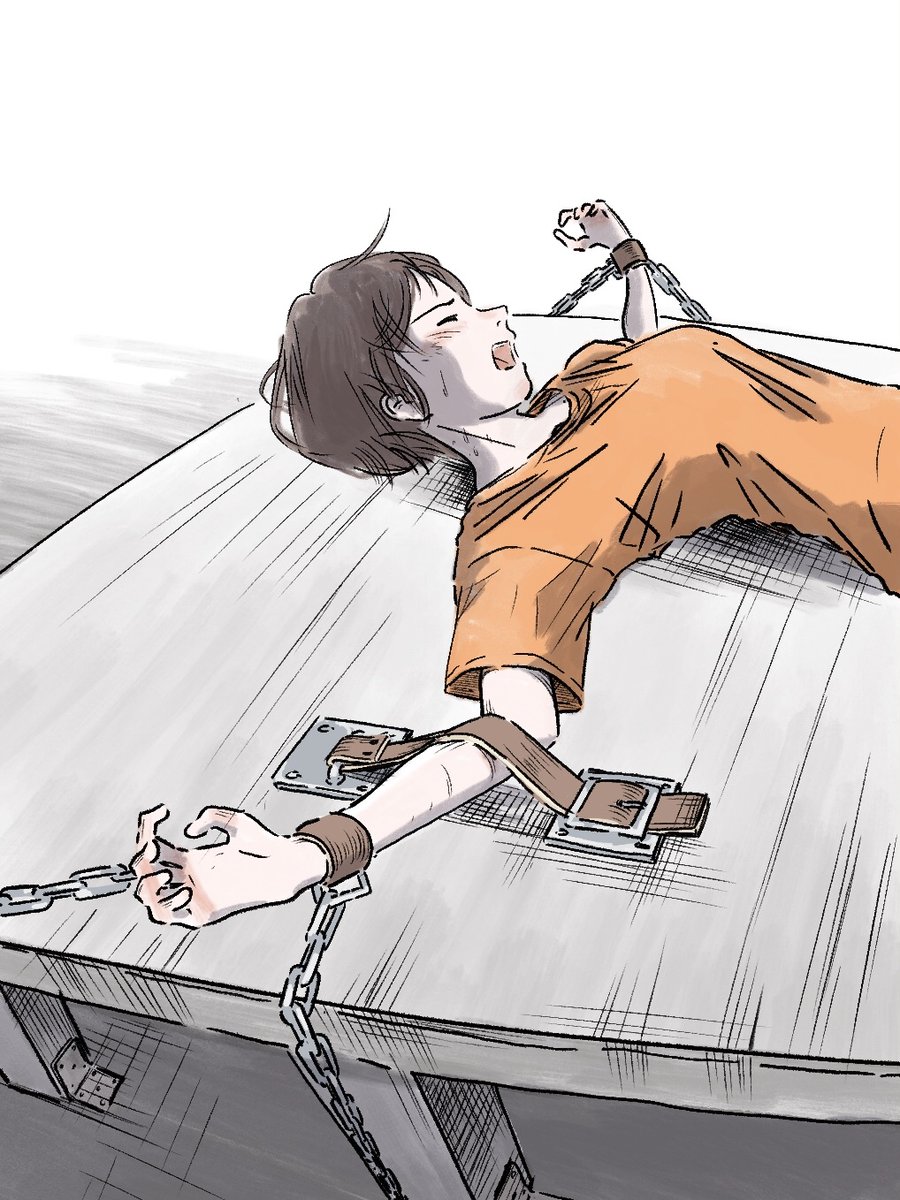 「先輩このくらいですか？」
「全然甘い。貸せ。こうだ。」
！！！！
#拘束
#刑務所