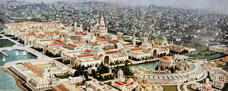 SpireDomePillar's tweet image. Where the old world meets the new. The 'temporary' structures of the Panama Pacific exposition completely dwarf the frail new world surrounding it. Of course the ones in control had to demolish it as old world relics threaten their narrative. #Tartaria #Atlantis #Babylon