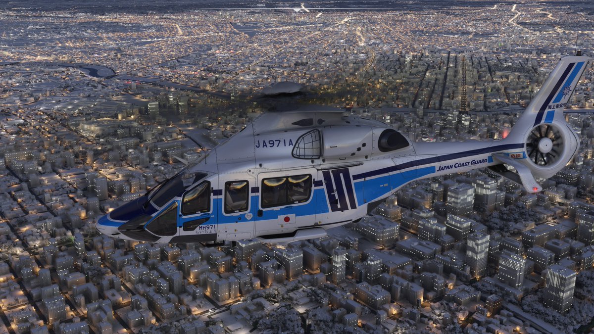 STheliBK117's tweet image. 函館航空基地から丘珠までローカルフライト
H160は足が速いですねえ　
追い風でGS170ktを超えてました。山岳地は危ないのでVNEから20ktほど下げましたがそれでも160kt
札幌に着くころはすっかり日没でした
#MSFS2024
#VATSIM