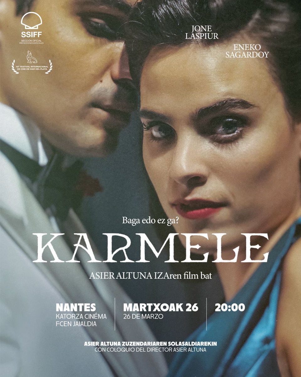 txintxuafilms's tweet image. Mañana, #KARMELE estará en #FCEN en Nantes, con coloquio de su director, Asier Altuna, dentro del Festival du Cinéma Espagnol ✨

📅26 de marzo
📍Katorza Cinéma
🕖20:00
+Info: cinespagnol-nantes.com/festival/