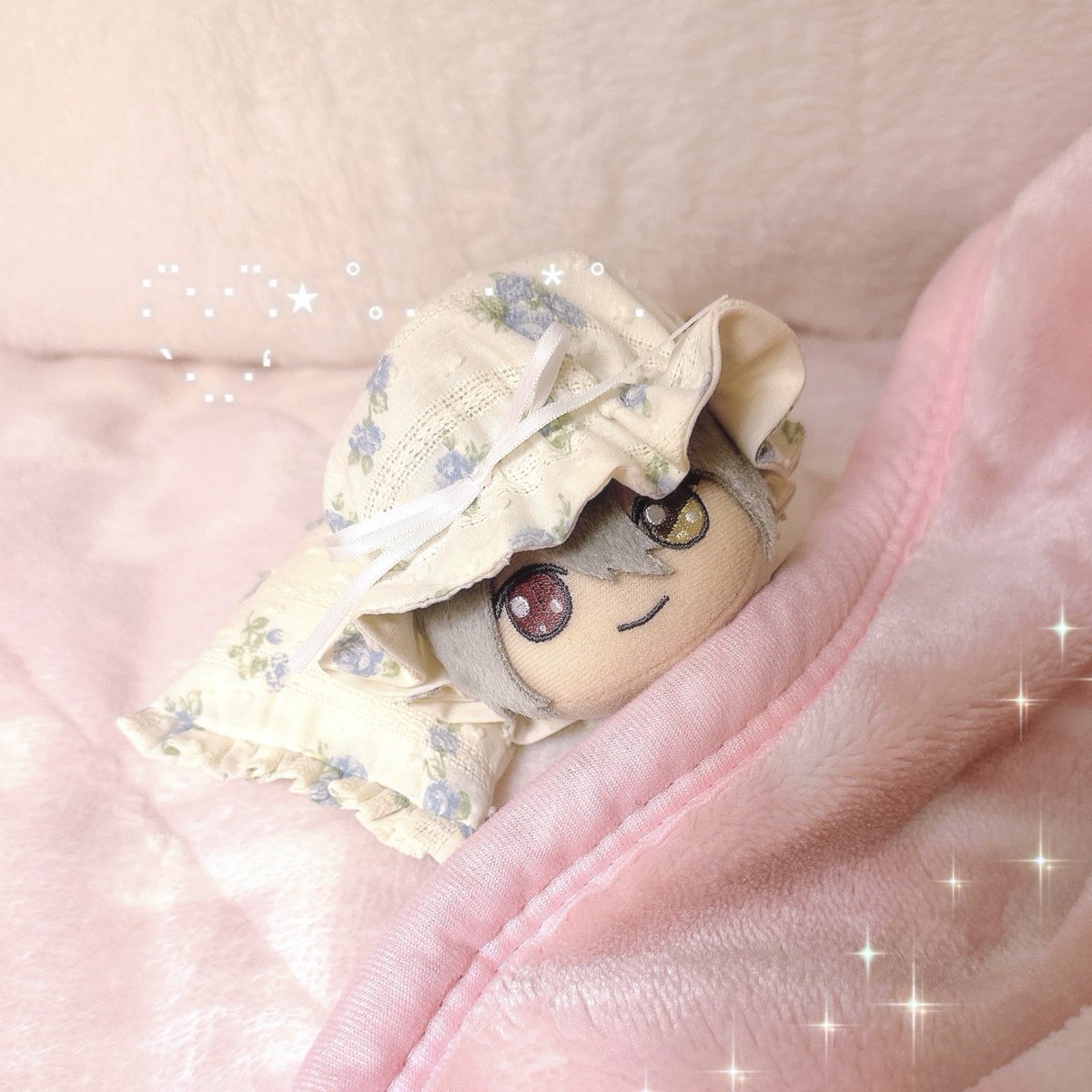 🧳先に寝るよ。ぼくにおやすみは？

#まほやく_ぬい 
ナイトキャップとまくら⇨<a href="/NMmnn06/">きいろとべーじゅ✩⡱</a>様🩵