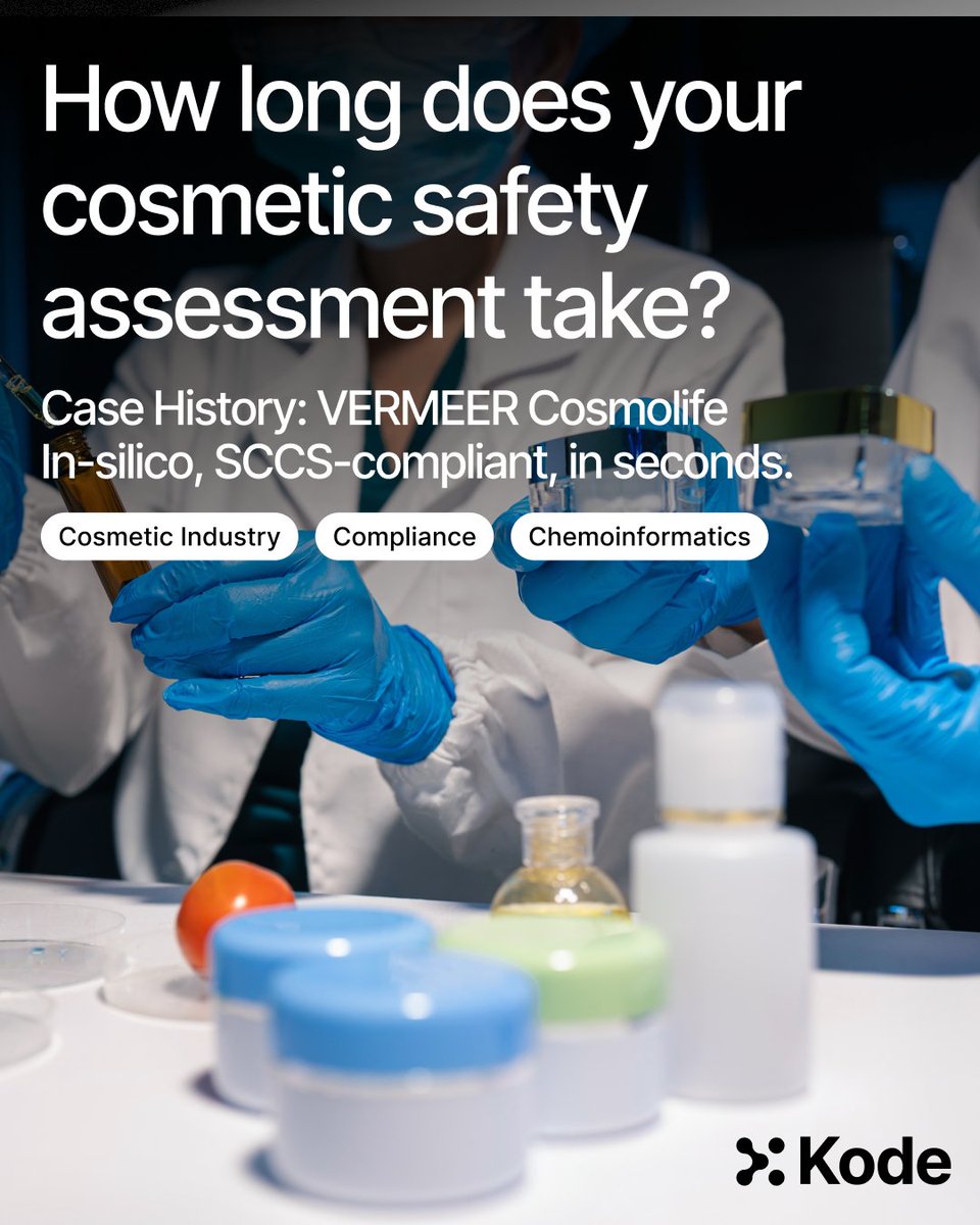 kode_solutions's tweet image. With VERMEER Cosmolife, developed by Kode as part of the EU Life VERMEER project, assessing the safety of a cosmetic product takes seconds.
The tool guides through the entire #SCCS framework in four automated steps. More: kode-solutions.net/case-studies-o… #QSAR #InSilico #Toxicology