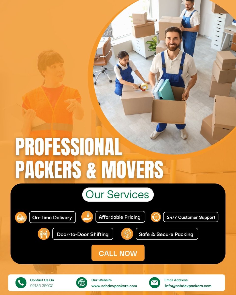 Sehdevpackers's tweet photo. Looking for Best Packers &amp; Movers Near You?
Choose Sehdev Packers &amp; Movers for safe, fast &amp; affordable relocation!
✔️ Household Shifting
✔️ Office Relocation
✔️ Car &amp; Bike Transport
✔️ Door-to-Door Service
✔️ 24/7 Support
📦 सुरक्षित पैकिंग | ऑन-टाइम डिलीवरी
📞 Call: 92135 35000 https://t.co/YwLKWG6AeE