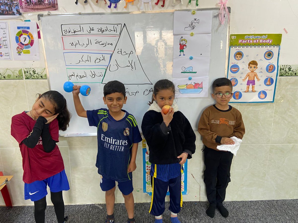 InhalationOf's tweet photo. Promoting healthy habits through interactive learning! 🌱✨
At HOPD CFS in Hatin Complex–Sinjar, children engaged in fun and educational sessions on human health—learning about hygiene, exercise, healthy food, and daily routines that build a better future. 💪🍎

#PRD #HOPD https://t.co/DNpbbIqbRr