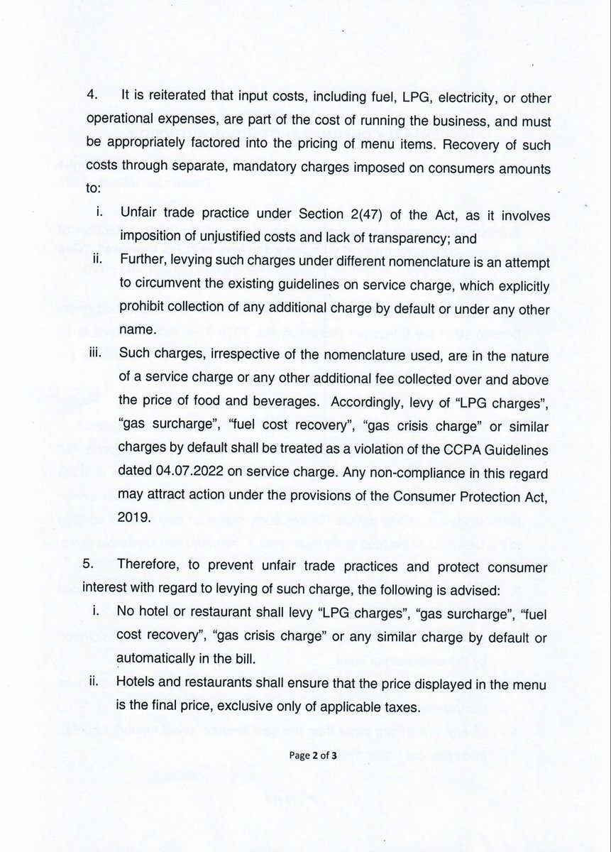 DDNewslive's tweet photo. #NewsFlash | Advisory to prevent unfair trade practices and protection of consumer interest with regard to levy of "LPG Charges", "Gas Charges", or similar charge in hotels and restaurants.

@PetroleumMin @MIB_India @DG_PIB #LPGCharges https://t.co/vCOE5IPMcJ