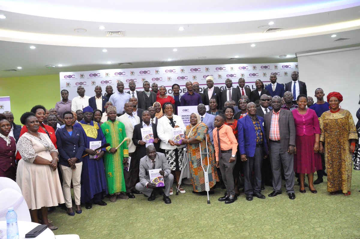 EOC_UG's tweet photo. Minister of State for Gender and Culture, Hon. @MutuuzoP, officially launched the study report on enhancing equal opportunities for ethnic minorities in Uganda: A study on Access to Education and Healthcare Services. #EqualOpportunitiesForAll https://t.co/9Ve0kRAhL6