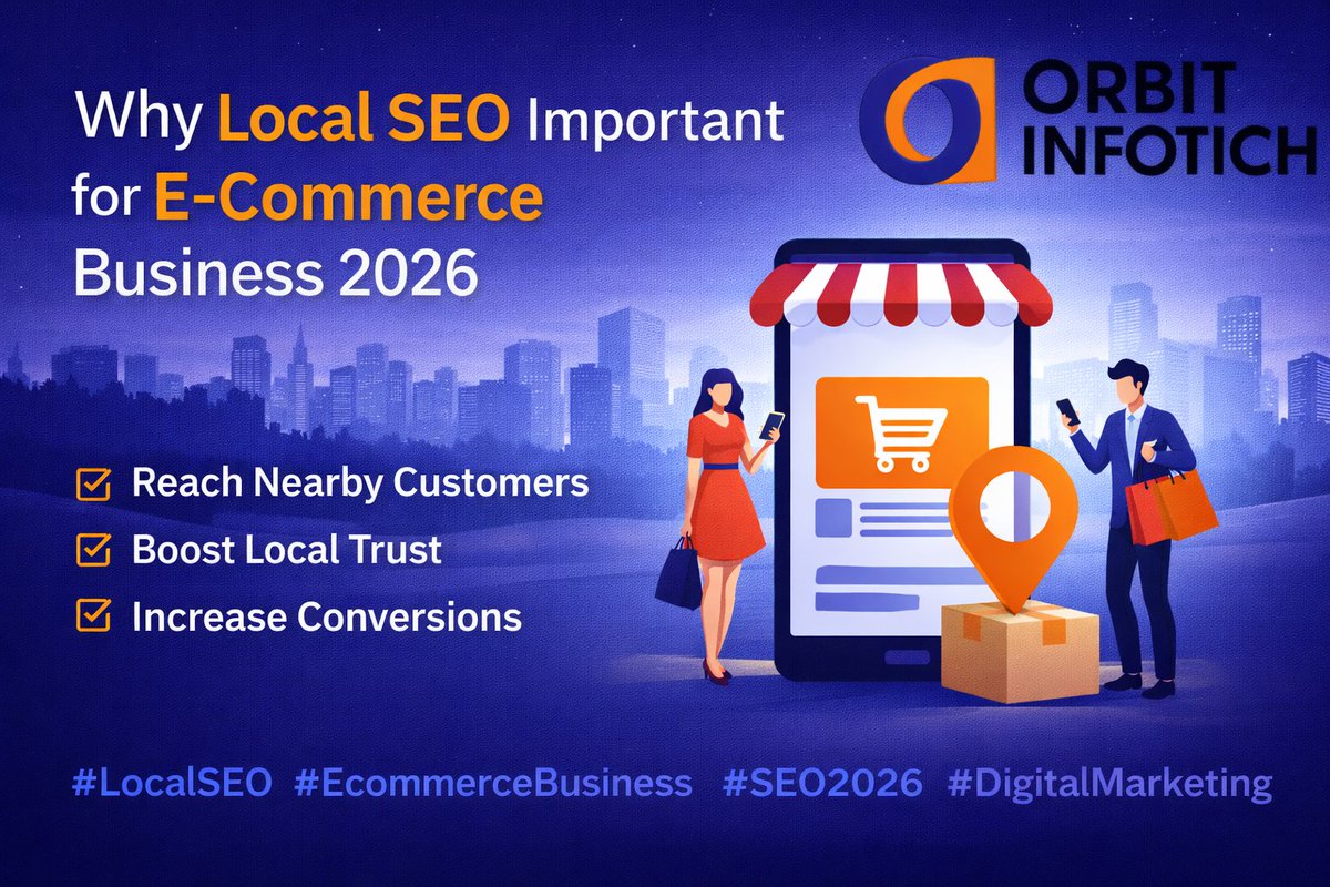 InfotechOrbit's tweet photo. 🚀 Why Local SEO Important for E-Commerce Business 2026
Want more local customers for your online store? 🛒Local SEO helps your e-commerce business rank higher, attract nearby buyers, and boost conversions in 2026.
📍 Be visible. Be trusted. Be chosen.
#LocalSEO #orbitinfotech https://t.co/w5J9vHE7ka