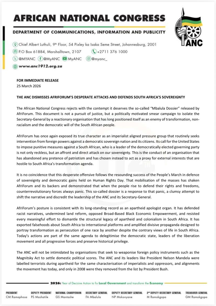 ANC SECRETARY GENERAL | Fikile Mbalula tweet media