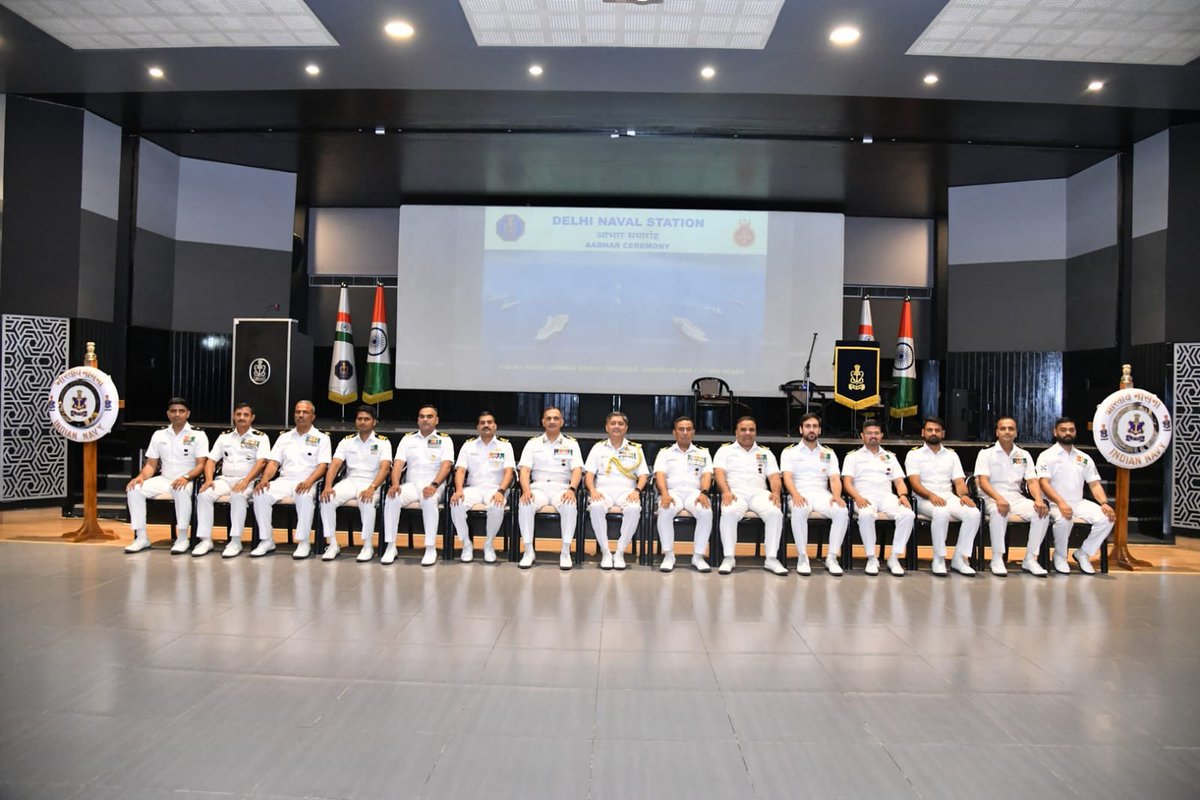 INS_India_IN's tweet photo. Gratitude Dinner ‘Aabhar Ceremony’ was conducted for retiring sailors from Delhi Area along with their spouses and family members at Chanakya Bagh on 24 Mar 26.
During the ceremony, the sailors were presented with Navy Crest and their spouses with mementos.

#indiannavy #joinindiannavy