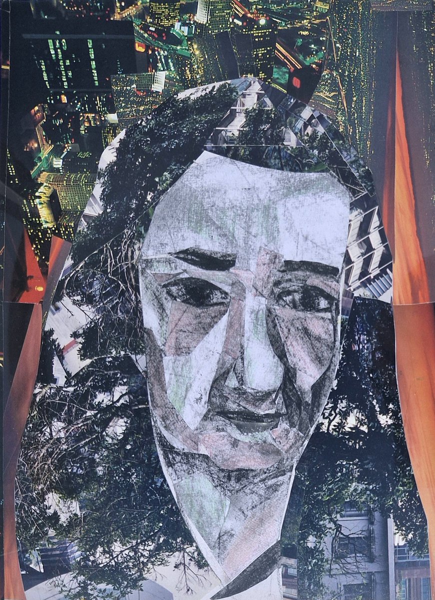 archmind_'s tweet photo. This isn’t one of the beautiful participants from our Zoom drawing sessions. Just a sweet old lady who wouldn’t hurt a fly, passing by. The resemblance is lost—but I like how it turned out. Dark and beautiful in one, just how I love it.  
#art #collage #darkart #portrait https://t.co/lS4JQDbuxY
