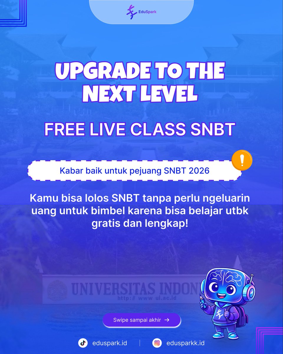 bimbel_eduspark's tweet image. Lagi cari tempat belajar yang seru tapi tetap fokus? 👀 Sekarang ada FREE CLASS dari Eduspark! ✨ Coba dulu kelasnya, rasakan cara belajar yang beda dan lebih mudah dipahami.
Yuk daftar sebelum slotnya habis! 🚀 #FreeClass #Eduspark #BelajarBareng #Bimbel #PromoBelajar