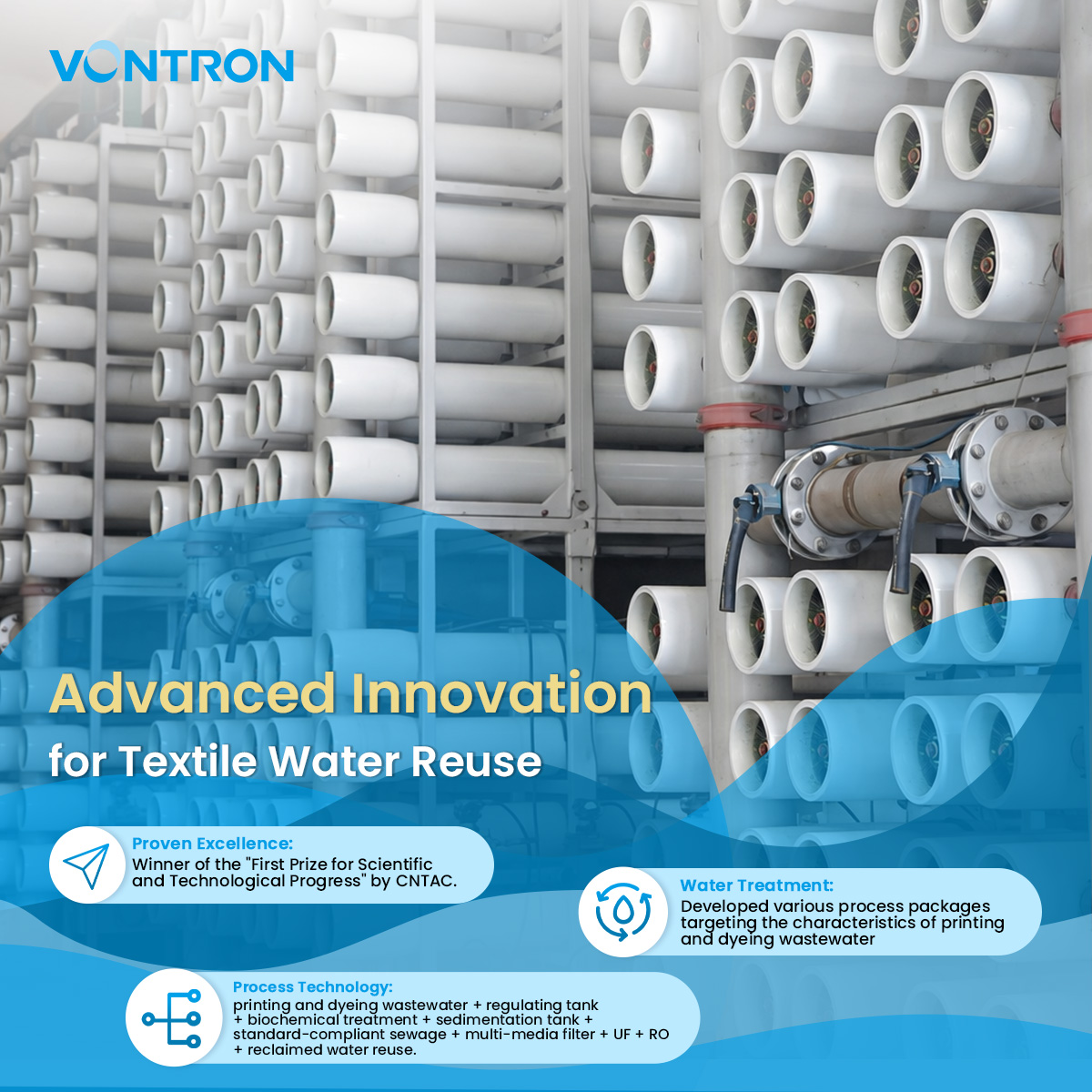 VontronTech's tweet photo. Industrial wastewater isn’t waste—it’s a resource. 💧 Our “magic filters” (high-performance membranes) empower industries such as steel, coal and printing & Dyeing to achieve (near) zero discharge.
#Vontron #ZeroDischarge #WastewaterTreatment #Sustainability #WaterRecycle https://t.co/zl3Z0ykmEA