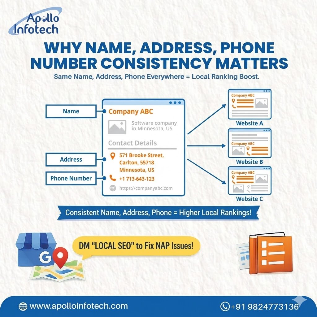 apolloinfotech's tweet photo. 🔍 Why NAP Consistency Matters:
✔ Builds trust with search engines
✔ Improves local SEO rankings
✔ Enhances credibility for your business
✔ Ensures customers can easily find and contact you.
💡 Fix It Today &amp; Boost Your Local Presence! https://t.co/5hntppDipx