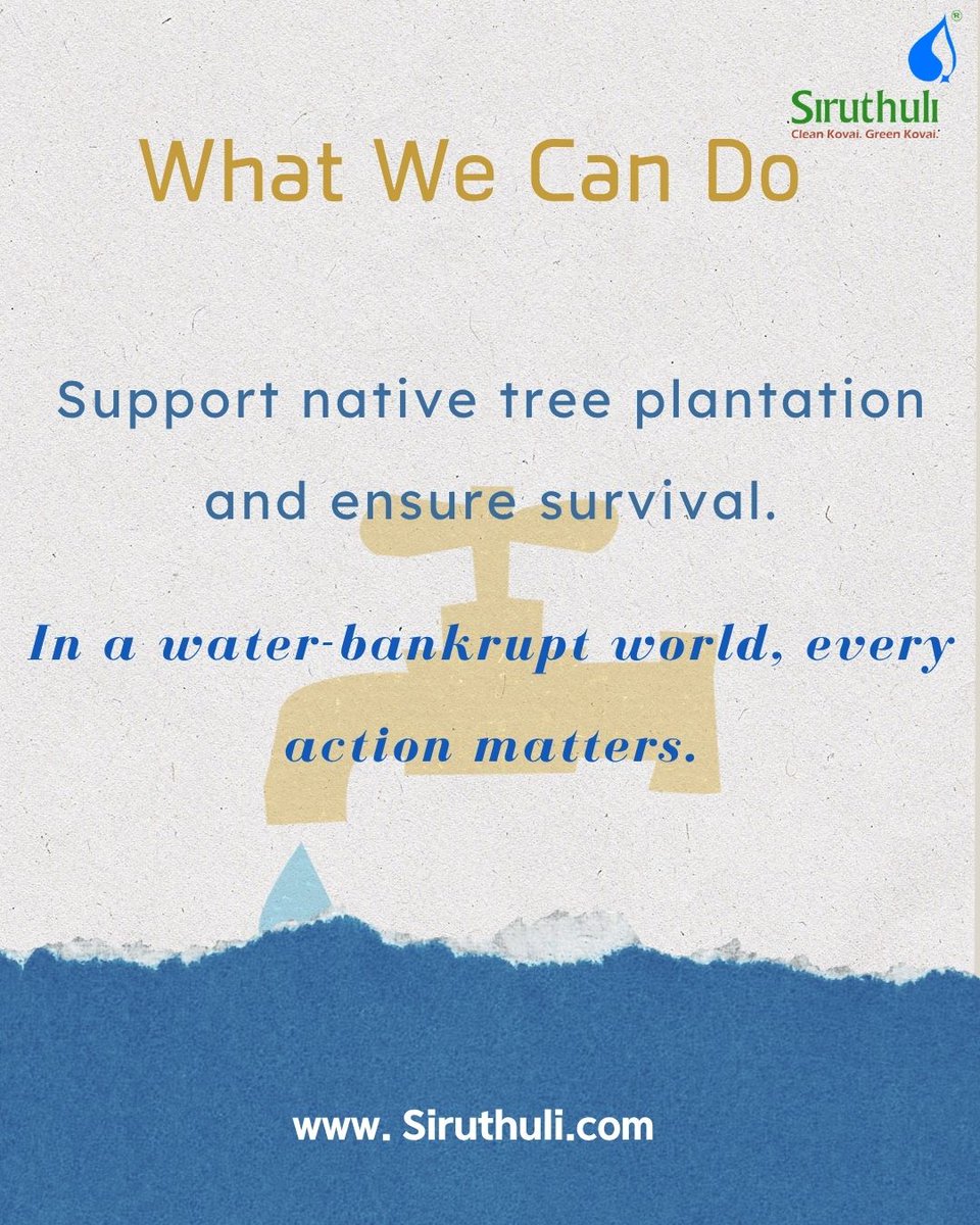 Policy matters. Infrastructure matters.

But citizen behaviour matters too.

Water security begins with awareness and becomes real through action.

The future of the Noyyal depends on all of us.

#ActForWater #WaterResponsibility #Noyyal #Siruthuli