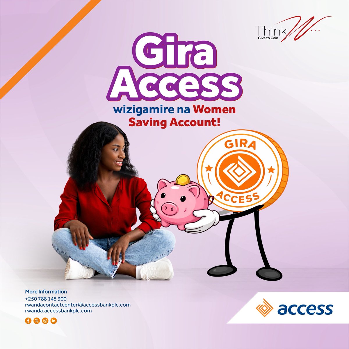 accessbankrw's tweet photo. Uri umwari cyangwa umutegarugori ufite intego? Ntutinde, tugane tugufungurire konti y'iterambere ryawe!
#Giraaccess #accessbankrwandaplc
#GainwithAccess https://t.co/iYDxwQMBXz