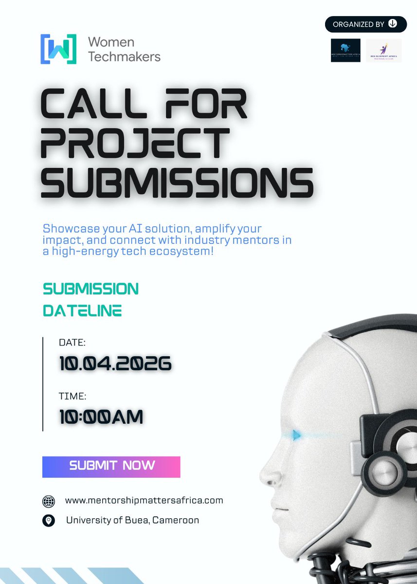 Ladies, it’s time to move from "Anti-AI" hesitation to Impact. 💥 In light of #WTM #IWD2026, show us what you’re building!

🏆 THE GRAND PRIZE TO BE WON

Don't wait to be an expert. Start anyway. Build anyway.

🔗 Submit your AI project NOW: forms.gle/TVEuZauaTf4XJu…

#MMA