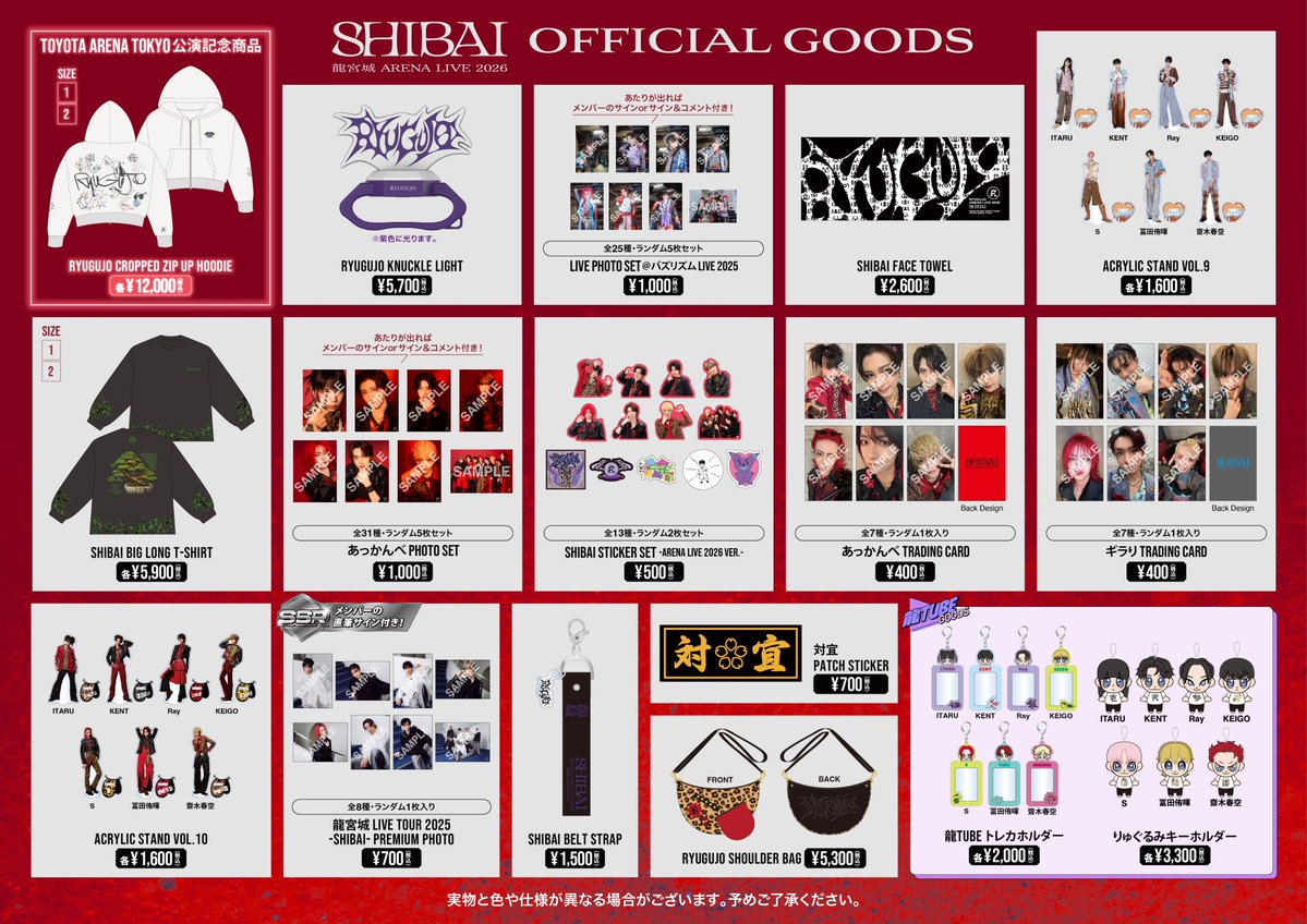 龍宮城 KEIGO セット 別売りOK ◤OFFICIAL GOODS 明日18時 販売開始◢ 『龍宮城 ARENA LIVE 2026
