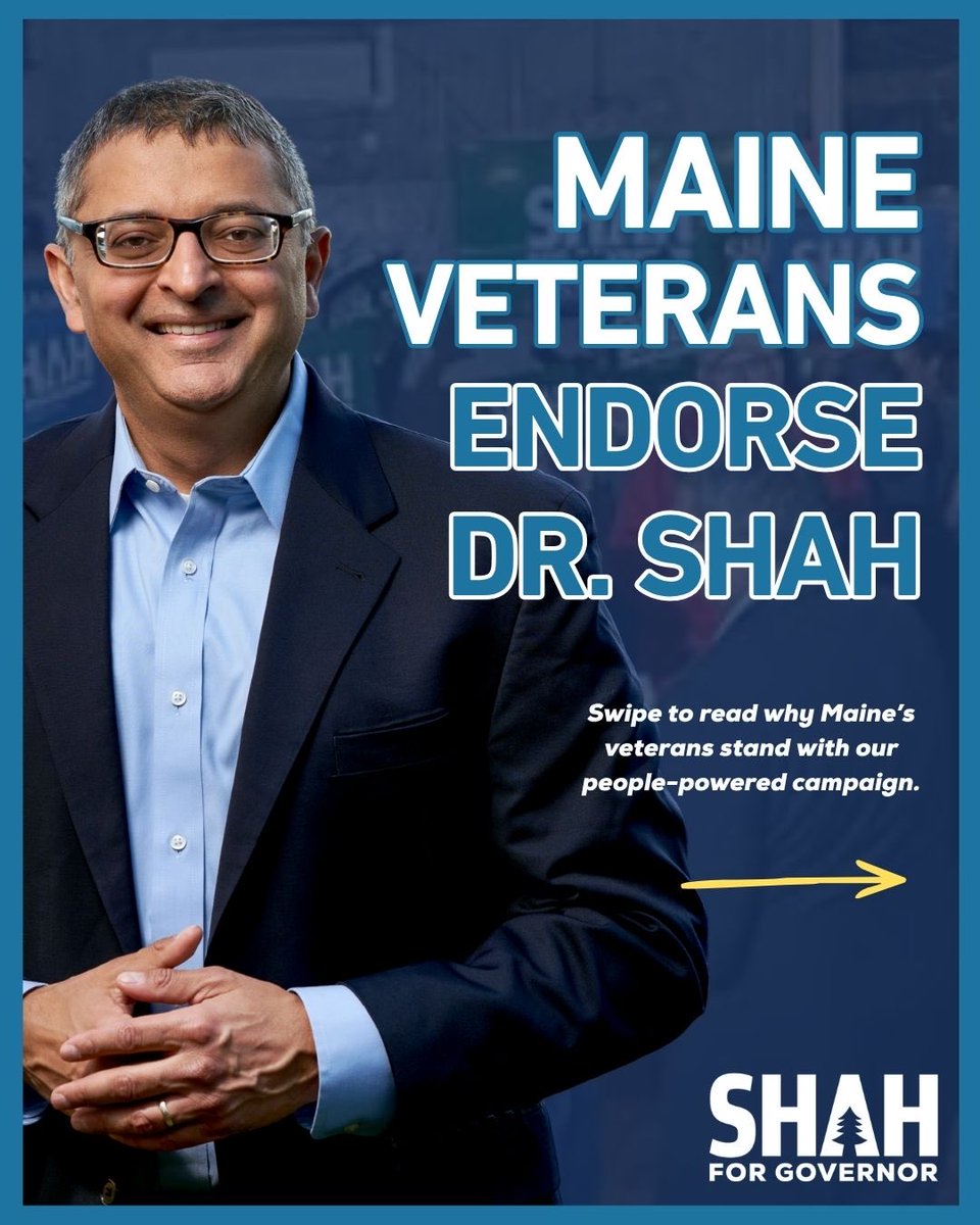 nirav_maine's tweet photo. I am deeply honored to have the support of these veterans who have given so much in service to our country and our state. Veterans in Maine are facing real challenges—from rising costs to barriers in accessing care—and they deserve leadership that shows up for them. As governor, I will make sure veterans’ issues are prioritized, that we expand access to the care and services they’ve earned, and that we have their backs—just like they had ours.