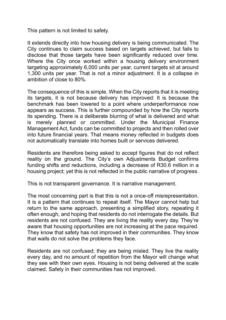 ForGoodZA's tweet photo. The Mayorโs latest spin on the N2 wall, housing delivery, and infrastructure spending is not an honest reflection of the Cityโs performance. Itโs narrative management, not real delivery. Residents deserve transparency, not gaslighting.ย
#GOODParty #UniteforChange #CapeTown https://t.co/6qzytvxpdK
