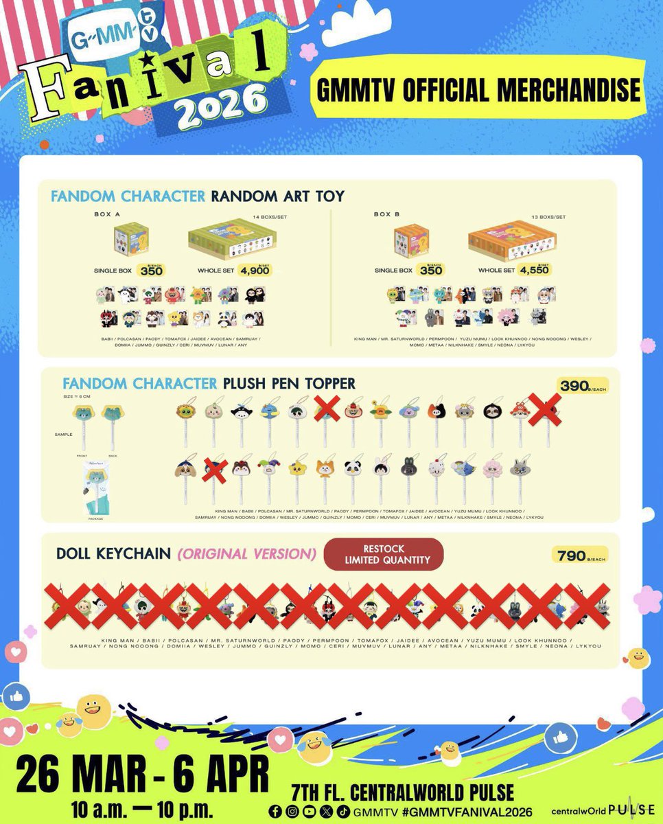 First_stt's tweet photo. รับหิ้วงาน #GMMTVFANIVAL2026

รอบ walk in วันที่ 27 คิว 12x
- Random 250 บาท (Boy 20/Girl 20)
- บวก50บาททุกชิ้น
❌ตกต, ปากกาบางตัว❌
*ยอดถึงไม่รวมค่าหิ้ว ได้คูปองไซน์*

📌นัดรับแถวเซนเวิล
📌จัดส่งเหมา 50 บาท (พื้นที่ห่างไกล+20)

ปิดรับ 20.00 26/03 https://t.co/7ku2w5Rh9S
