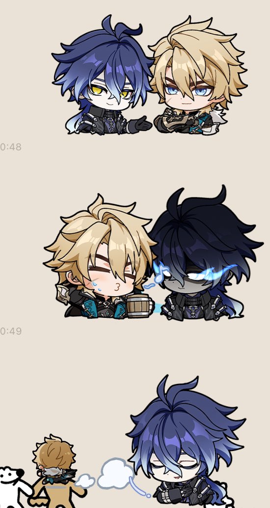 上から、
伴侶を紹介する🕯️⚔️
かわいい顔に怖い顔になる攻めの図
いってらっしゃいしてる図