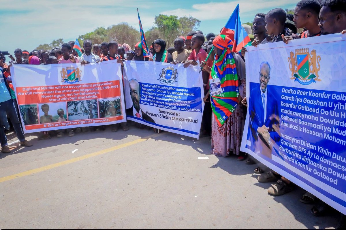 Slogans were displayed during today’s demonstration in Baidoa. The ...