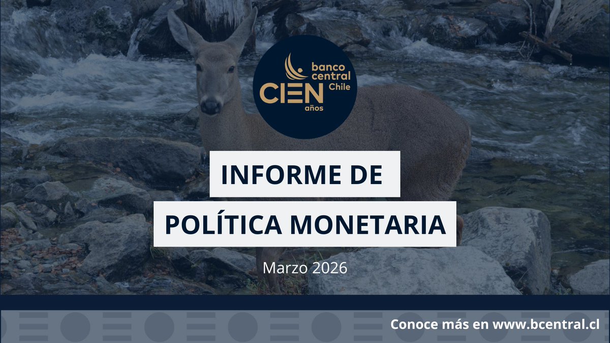 El Banco Central de Chile publicó el Informe de Política Monetaria (IPoM) de marzo de 2026. Puedes ver el documento completo en: bit.ly/IPOM_MARZO_2026

#IPoMmarzo2026