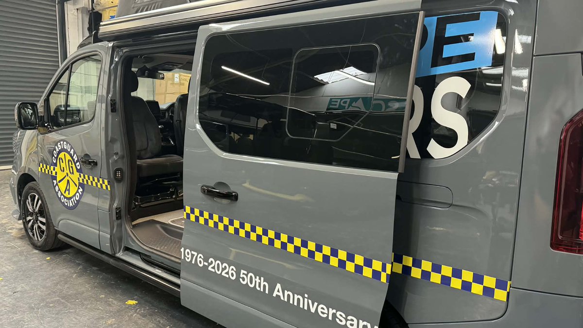 CGA_Kev's tweet photo. We have partnered with #EscapeCampers who are supporting #TheBigTour and picked up our fully liveried off grid @Renault_uk Escape Crusader campervan earlier this month ahead of the tour launch #999Coastguard #SARFamily #CGA50 https://t.co/7rhg6DBKLN