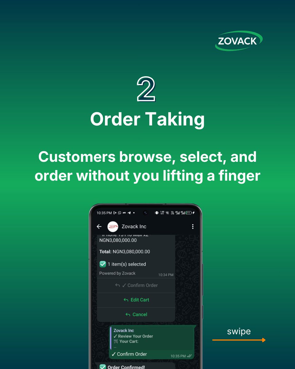 zovackai's tweet photo. Manual WhatsApp replies = A leak in your revenue. 

5 tasks to automate with @ZovackAI right now:
1️⃣ FAQs 
2️⃣ Orders 
3️⃣ Bookings 
4️⃣ Payments 
5️⃣ Follow-ups 

Stop the hustle. Start the scale. 
https://t.co/AhkINkwUms

#ZovackAI #WhatsAppAPI #Automation #SaaS #AfricaTech https://t.co/Umx7hsYcgJ