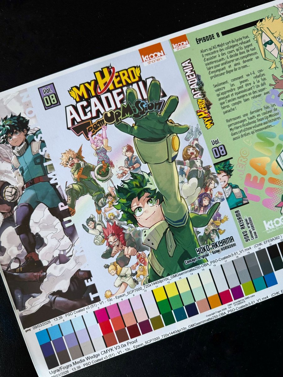 ki_oon_Editions's tweet photo. En route pour l'impression du #cromalin 🚚
Le tome 8 de "My Hero Academia Team Up Mission" arrive le 7 mai 2026 https://t.co/mYzkhLzNER