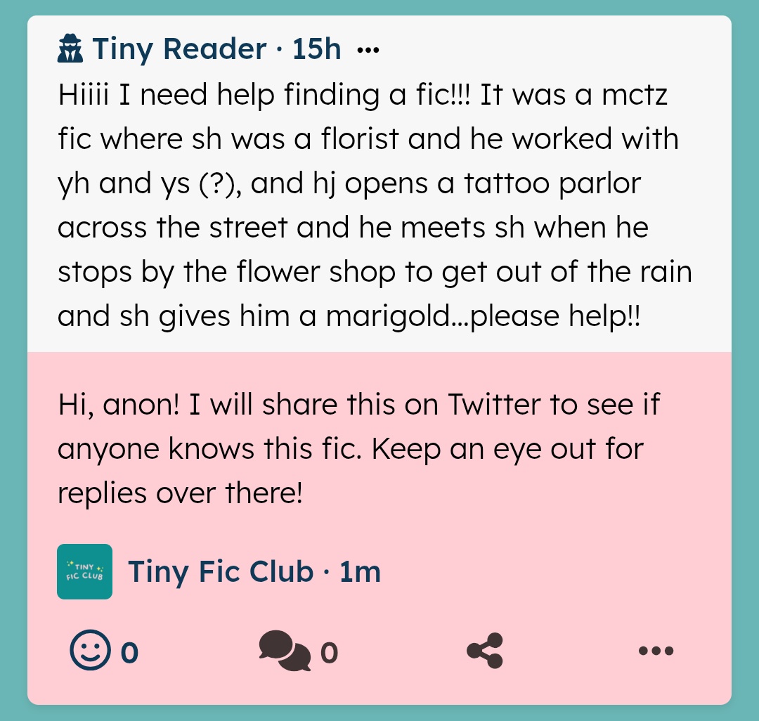 Tiny Fic Club 🌸 tweet media