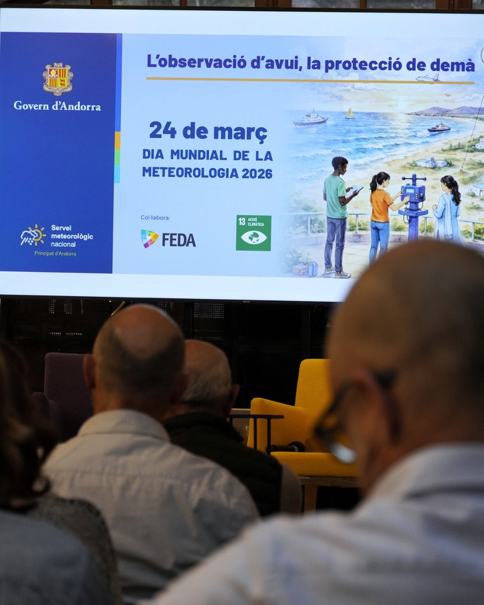 FEDA_Andorra's tweet photo. 🌍 El 23 de març es va celebrar el Dia Mundial de la Meteorologia, i ahir vam participar en la taula rodona organitzada pel @governandorra  per posar el focus en un repte clau: com l’observació meteorològica es transforma en decisions operatives.

⚡ El director de Noves Infraestructures de FEDA, @jtrave_Feda , va compartir com les dades són essencials en la gestió energètica: des de la seva recollida històrica fins a la seva aplicació per anticipar els cicles de producció elèctrica.

🤝 Una conversa compartida amb representants de Protecció Civil, l’Oficina de l’Energia i el Canvi Climàtic i el Servei Meteorològic Nacional i de Catalunya, posant en valor la importància de la col·laboració per avançar-nos als reptes climàtics.

📊 Perquè darrere de cada decisió energètica, hi ha dades que ens ajuden a preveure, adaptar-nos i garantir el futur.

#DiaMundialDeLaMeteorologia #FEDA #Energia #CanviClimàtic