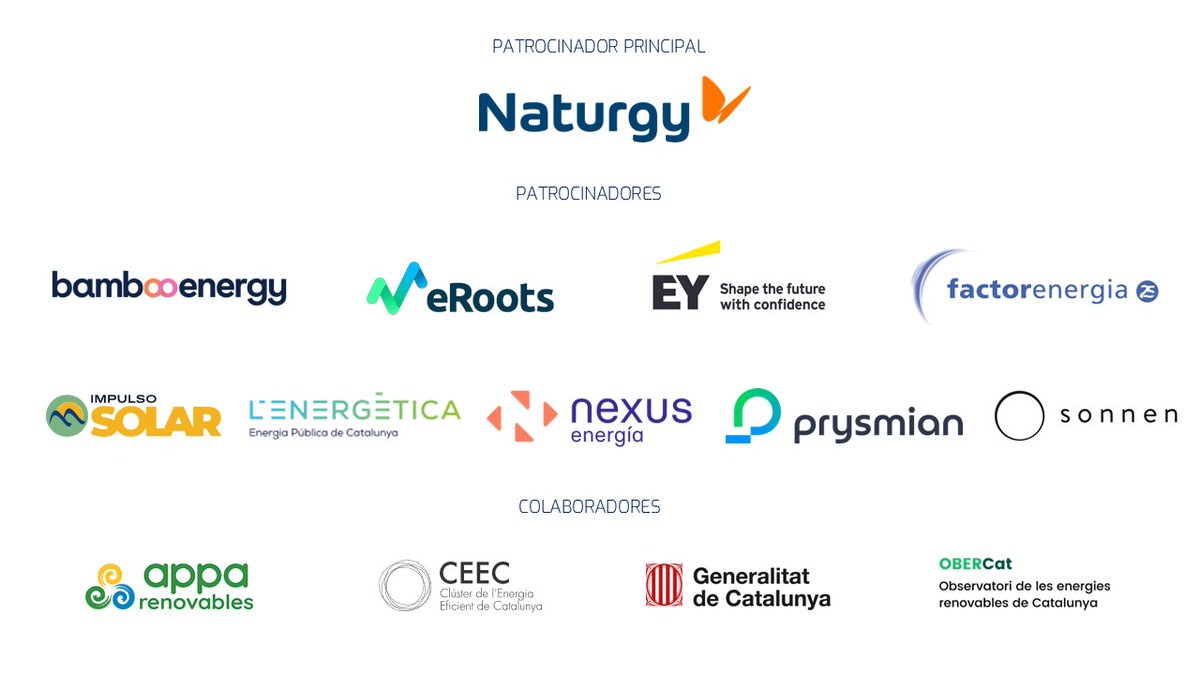 Per_Energia's tweet photo. Gracias a los asistentes y a los seguidores del streaming, y a nuestros patrocinadores y colaborares @naturgy @Bamboo_Platform
 #eRoots @EYnews @factorenergia #ImpulsoSolar @LEnergetica @NexusEnergia
 @prysmianclub_ @sonnen_es @APPA_Renovables #CEEC @gencat #OberCat https://t.co/qGpT0hK0PU