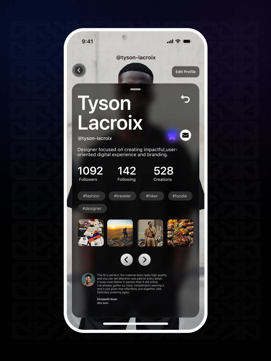 Profile Layout design. 
<a href="/TechCrushHQ/">TechCrush.pro</a> 💙🖤